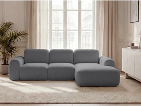 Colțar gri extensibil/cu spațiu de depozitare cu tapițerie din țesătură bouclé (cu colț pe partea dreaptă/cu șezlong) Montaigne – Bobochic Paris