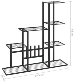 Suport pentru flori, 94,5x25x88 cm, negru, metal 1, Negru, 94.5 x 25 x 88 cm, Fara roata