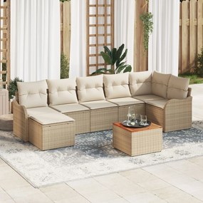 Set de sofa de grădină vidaXL 8 piese cu perne bej din ratan polimeric