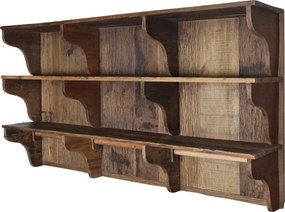 Raft de perete natur din lemn reciclat cu 6 compartimente 90x30x180 cm, „Grimaud"
