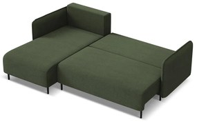 Colțar verde extensibil/cu spațiu de depozitare (cu colț pe partea stângă) Luana – Makamii