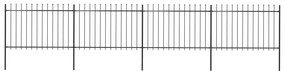 Gard de gradina cu varf sulita, negru, 6,8 x 1,2 m, otel 1, 1.2 m, 6.8 m