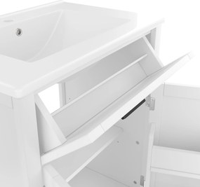 Dulap de baie independent cu chiuvetă, rafturi cu uși duble, sertare practice, rafturi ajustabile, 60x46x84,8 cm, Alb