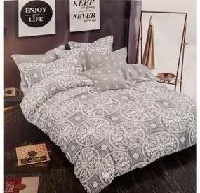 Lenjerie de pat din bumbac Culoare gri, INDICUS + fata de perna 40 x 50 cm gratuit