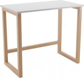 Birou pliabil pentru copii Novokids™ My first Computer desk, Picioare din lemn masiv, Dimensiuni 75x50x90 cm, Pentru laptop si Computer, Natur cu Alb