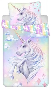 Lenjerie de pat din bumbac pentru copii UNICORN PASTEL RAINBOW colorat Dimensiune lenjerie de pat: 70 x 90 cm | 140 x 200 cm
