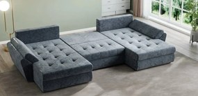 Colțar extensibil dumonde cu ladă de depozitare si sezut confortabil din spuma high-density, Loana U Euphoria Grafit 355x185 cm