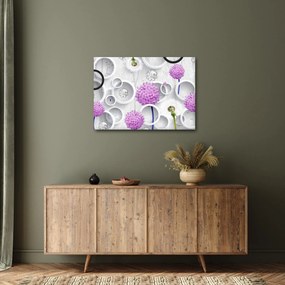 Tablou cu abstracție 3D cu cercuri și flori (70x50 cm)