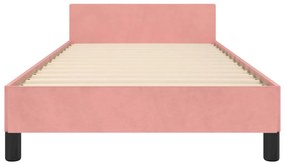 Cadru de pat cu tablie, roz, 100x200 cm, catifea Roz, 100 x 200 cm, Benzi orizontale