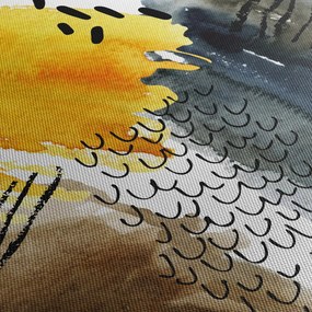 Tablou - Acuarelă abstractă (cu ceas) (90x30 cm)