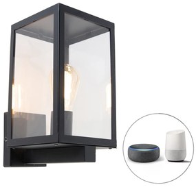 Lampă de perete exterioară inteligentă neagră cu sticlă 30 cm cu Wi-Fi ST64 - Rotterdam
