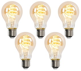 Set de 5 becuri LED inteligente E27 A60 aurii 4W 270lm 1800-3000K