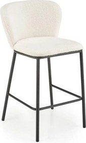 Scaun bar H119, crem/negru, stofa buclata/otel, 54x53x92 cm