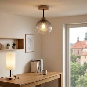 BRILAGI - LED plafonieră aplicată R GLASS 1xE27/60W/230V Ø 18 cm stejar/gri fumuriu