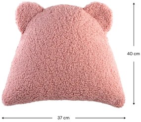 Pernă decorativă pentru copii roz cu tapițerie din țesătură bouclé Bear – Wigiwama