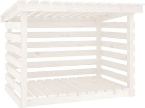 vidaXL Rastel pentru lemne de foc, alb, 108x73x79 cm, lemn masiv pin