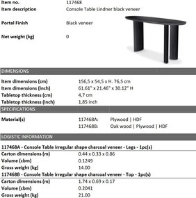 Consola moderna design LUX Lindner negru