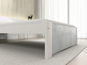 Pat de o persoana IKAROS 90 x 200 cm, beton/alb Saltele: Cu saltele Coco Maxi 20 cm, Somiera pat: Cu lamele drepte