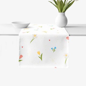 Goldea napron de masă 100% bumbac - grădină înflorită 35x180 cm