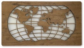 Li-Go 4868/DUB2 - Decorațiune de perete LED, 24W, 230V, 110x60 cm, stejar/harta lumii