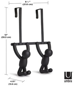 Cuier de ușă negru din plastic 22 cm Buddy – Umbra