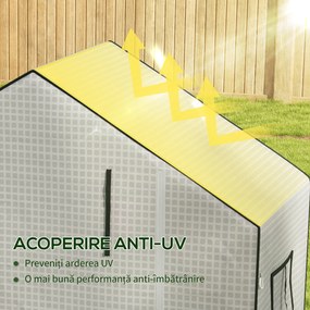 Outsunny Acoperire de Înlocuire Greenhouse Walk-in din PE cu Ușă Rulantă și Ferestre, 143 x 70 x 190cm, Verde | Aosom Romania