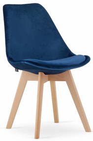 PROMOTIE Scaun albastru DAREN NORI VELVET cu picioare din lemn de fag II. calitate