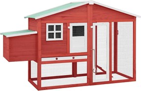 vidaXL Coteț de păsări cu un cuibar, roșu și alb, lemn masiv de brad