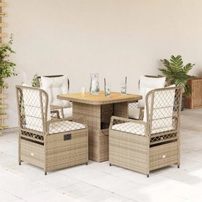 vidaXL Set mobilier de grădină cu perne, 5 piese, bej, poliratan