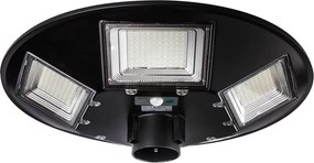 Lampă stradală solară LED cu senzor, 22W/6V, 6500K, IP65, neagră + telecomandă