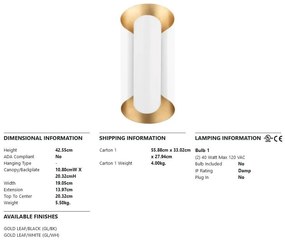 Aplica de perete design modern BANKS alb/auriu