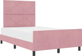 vidaXL Pat cu arcuri cu headboard Roz 120 x 200 cm Catifea
