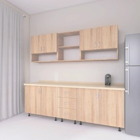 Bucatarie 200 cm Lungime, Material PAL 18mm, Culoare Sonoma, Blat termorezistent