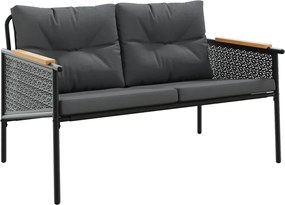 vidaXL Bancă de grădină cu perne, negru, 116 cm, oțel