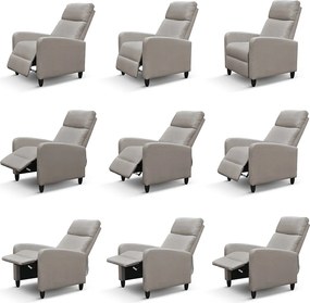 Fotoliu recliner Anna, țesătură, cadru metalic - BEJ