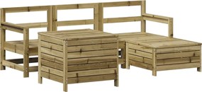 vidaXL Set canapea de grădină, 5 piese, lemn de pin tratat