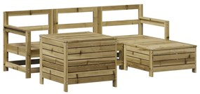 3250507 vidaXL Set canapea de grădină, 5 piese, lemn de pin tratat