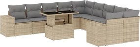 vidaXL Set canapele de grădină cu perne, 11 piese, bej, poliratan