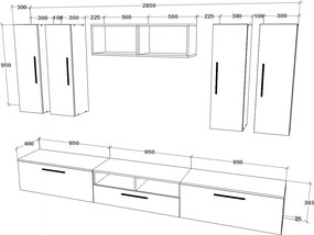 Living Kos V4, Antracit/Stejar Artisan, L 285 cm