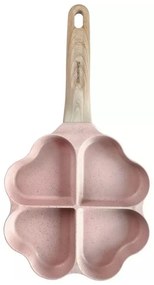 Tigaie cu 4 compartimente Klausberg KB 7820, 19 cm, Forma de inima, Strat de marmura, Inductie, Roz