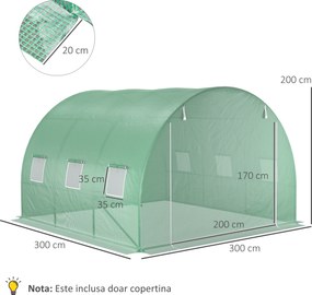 Outsunny Prelata Sera 6×3×2 m – Cu 12 Ferestre, Usa Rulanta si Margini | Aosom Romania