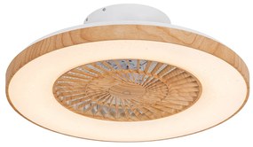 Ventilator de tavan cu imprimeu lemn 60cm incl. LED Dimmable cu telecomandă - Climo