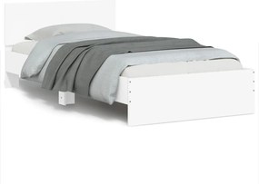 vidaXL Cadru de pat cu tăblie, alb, 100x200 cm, lemn prelucrat