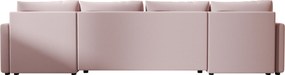 SET Canapea extensibila in U VENORIA 285x146 cm, roz pudra + 2 pernute GRATUIT II. calitate