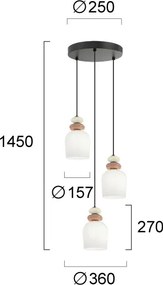 Candelabru suspendat pe cablu HILDA 3xE14/40W/230V negru/maro