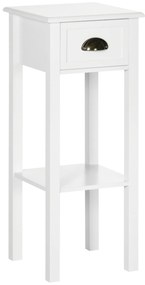 HOMCOM Masă Auxiliară Mesită de Noapte cu Sertar și Raft de Depozitare Stil Modern pentru Sufragerie Dormitor 30x30x75 cm Alb | Aosom Romania