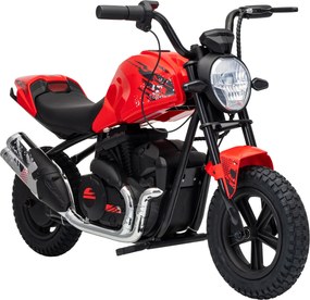 AIYAPLAY Motocicletă electrică de cross pentru copii, stil Harley, 24V, 6-12 ani, anvelope din cauciuc 30 cm, roșie | Aosom Romania