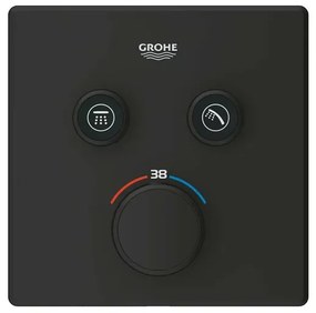 Baterie dus negru mat Grohe Grohtherm SmartControl termostatica patrata 2 iesiri