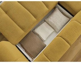 Colțar galben muștar extensibil/cu spațiu de depozitare (cu colț pe partea stângă/cu șezlong) Fuji – Bobochic Paris