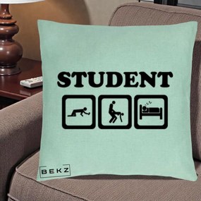 Perna Decorativa Student Life, 40x40 cm, Verde Menta, Husa Detasabila, Perna Inclusa, BEKZ®